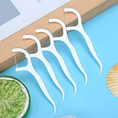 Produktbild: 500 Stück Einweg-Zahnseide, tragbare Zahnseide Picks, Zahnseide Stick, Zahnfleckenentfernung Zahnseide Mundpflege-Tool