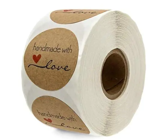 Produktbild: 500 Stück Handmade Aufkleber Handmade with Love Handmade Label Selbstklebend Hand Made Etikette für Selbstgemachte Geschenke