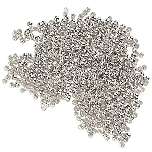 Produktbild: 500 Stück Quetschperlen, runde Zwischenperlen, langlebig, DIY-Stopperperlen, Schmuckherstellung, Stopperperlen, exquisite Handwerkskunst für Halsketten, Armbänder, DIY(Silber)
