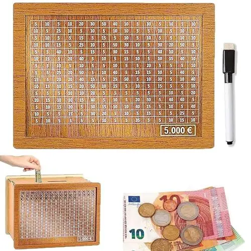 Produktbild: 5000 Euro Sparziel, Neue Sparbüchse mit Zähler, mit Acrylplatte, abwischbar und wiederverwendbar nach Erreichen des Ziels, kreative Sparbüchse, Sparen Lernen, Geschenk für Kinder!