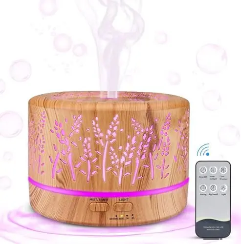 Produktbild: 500ml Aroma Diffuser Luftbefeuchter Humidifier, Aromatherapie Diffuser BPA Frei für Ätherische Öle, Öle Diffusor mit Timer 7 LED Lichtfarben für Baby Zuhause Schlafzimmer Büro Yoga
