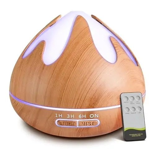 Produktbild: 500ml Aroma Diffuser für Duftöle, Premium Ultraschall Luftbefeuchter, Aromatherapie Öle Diffusor mit 14-Farbigem LED-Licht, BPA-Free, 4 Timer Einstellung