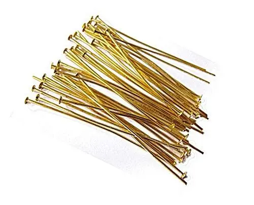 Produktbild: 250 Kettelstifte Nietstifte 50mm x 0,7mm GOLD Kopfstifte Perlenstifte Golden Prismenstifte M308