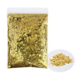 Produktbild: 50g Glitzer zum Basteln, Gold Glitter Pulver, Glitzerpulver Pailletten Farben Glitter Chunky, Glitter Glitzer Make up Set, Glitzerpuder für Nagelkunst, Makeup, Musik, Festival Masquerade