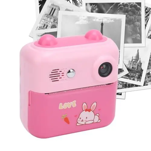 Produktbild: 50-MP-Sofortbildkamera, 1080P-HD-, Digitaler Zoom, 2,4-Zoll-IPS-Bildschirm, Tintenloses Drucken, 1000-mAh-Akku, Spiele, Musik, Video, Schwarzweiß, für Jungen und Mädchen Im Alter