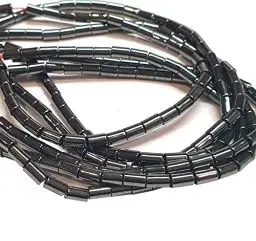Produktbild: Perlin 50stk Hämatitperlen Schwarz Perlen 8x4 mm für Armbänder Tube Nein Magnet Hämatit Edelsteine 38cm 1 Strang Heishi Perlen