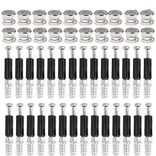 Produktbild: 50-teiliges Möbel-Hardware-Befestigungsschrauben-Set, Bolzen Befestigungsdübel Möbel Schrankverbinder mit Dübelschrauben Mutter Sicherungsnocken für Möbel Kleiderschrank Schublade