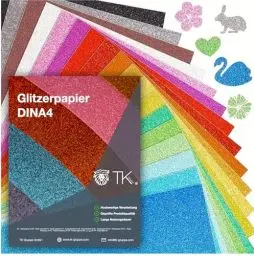Produktbild: 50x Blatt Glitzerpapier zum Basteln - Glitterpapier 300 g/m² - Glitzer Papier zum Basteln - Basteln & Gestalten