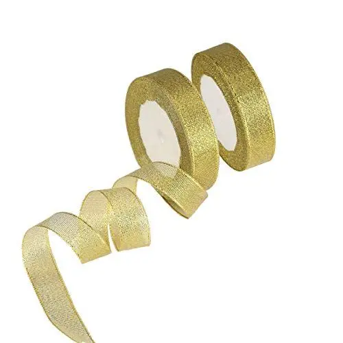 Produktbild: KAKOO 50Yard Glitter Dekoband 20mm Organza Band Schleifenband GOLDBAND Bastel für Hochzeit Weihnachten Geschenk Dekoration (GOLDEN)