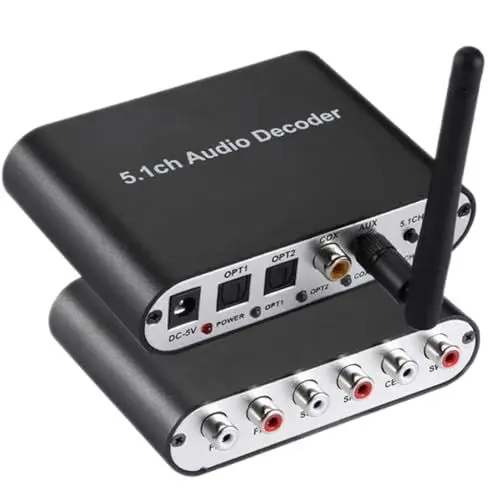 Produktbild: 5.1 Kanal Digital Audio Decoder, digitaler Soundkonverter, HDMI ARC, digital optisches/koaxiales zu 5.1 Kanal analogem Audio und 2.1 CH Stereo (FL FR SW)