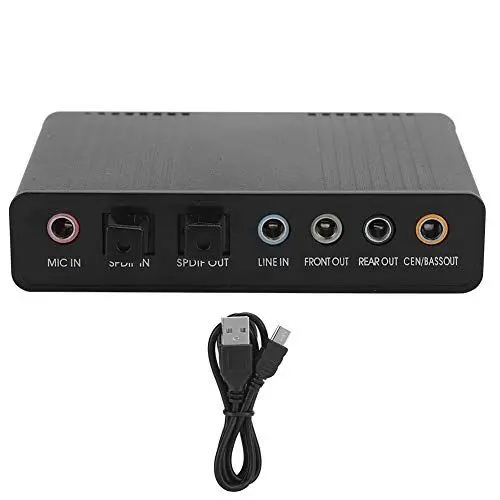 Produktbild: 5.1 USB-Audio-Soundkarte mit SPDIF, Externer USB-Soundkarten-Adapter für PC-Laptop-Audio, Unterstützt 48/44-kHz-Abtastrate, Schwarzer Audio-Adapter für die