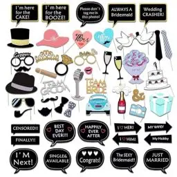 Produktbild: 52 Stück Hochzeit Foto Requisiten, Hochzeit Fotobox Accessoires, Foto Booth Props Photo Fotobox Accessoires, Partybrillen Fotoboxzubehör für Karneval,Geburtstag,Hochzeit, Weihnachtsparty