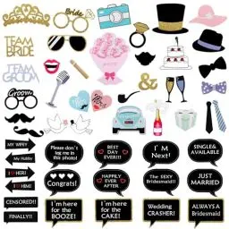 Produktbild: 52 Stücke Foto Requisiten Hochzeit Fotobox Accessoires Photo Booth Partybrillen Fotoboxzubehör für Wedding JGA Party Zubehör