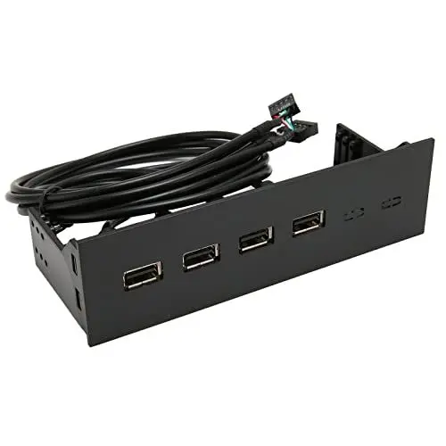 Produktbild: 5,25 Zoll USB2.0 Frontplatten Hub, 19 poliger Frontplattenadapter 4 USB2.0 Frontplatten für Optische Laufwerke, USB Hubs Computer Erweiterungskarte Interne Front Metallplatte für C
