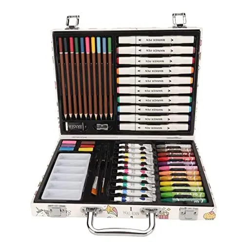 Produktbild: 53-teiliges Marker-Kreide-Set, reichhaltige Auswahl, dauerhaftes Kunst-Set, Zeichnen, Kinder, Erwachsene, Malen für Künstler, Studenten