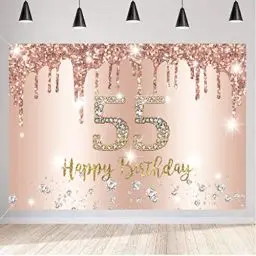 Produktbild: 55. Geburtstag Deko Frauen, Dekoration Roségold Glitzerflecken Stoff Schild Plakat, 55. Geburtstag Hintergrund Banner Frau 55 Geburtstagsfeier Deko