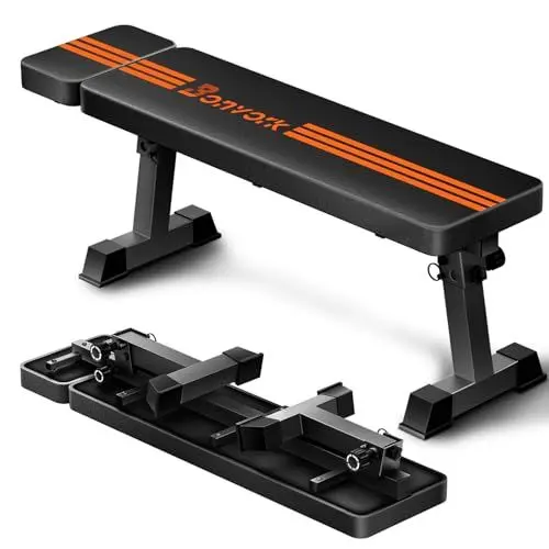 Produktbild: 550KG Hantelbank Flachbank mit Kopfstütze - Bonvork 138CM Verlängert Faltbarer Trainingsbank Fitness Bank Flacher Bank fürs Heimfitnessstudio,Krafttraining Bankdrücken für vollkörperliche Übungen