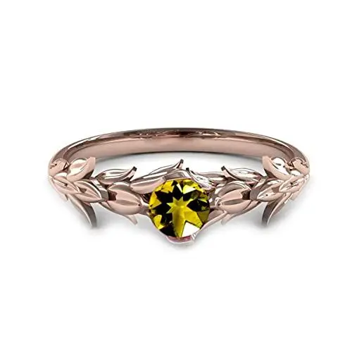 Produktbild: 55Carat 18K Rose Gold überzog Vorschlag Ring Natürliche Citrine Ring-Schmucksachen für Frauen-Mädchen-Größe I