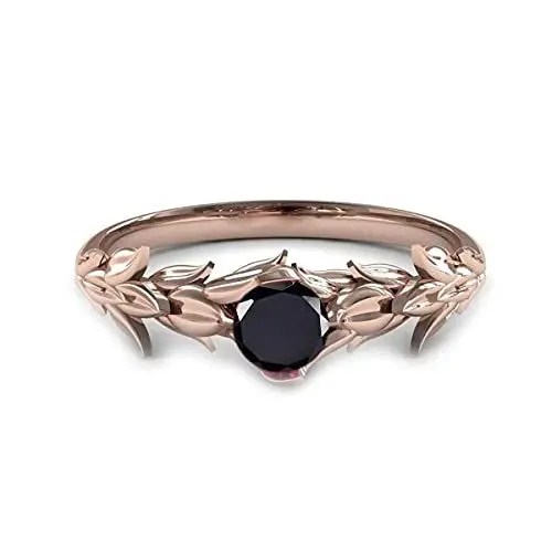 Produktbild: 55Carat 18K Rose Gold überzog Vorschlag Ring natürliche Schwarze Onyx-Ring-Schmuck Geschenk für sie Größe Q