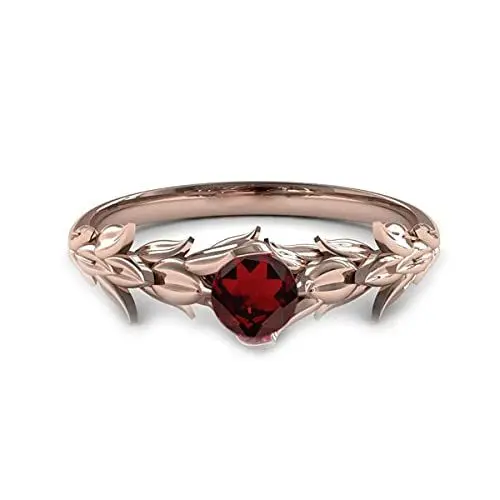Produktbild: 55Carat 18K Rose Gold überzog Vorschlag Ring natürlicher Granat-Ring-Schmucksachen für Frauen-Mädchen-Größe L
