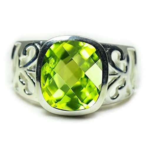 Produktbild: 55Carat Damen Herren - Sterling-Silber 925 Sterling-Silber 925 Kissenschliff Green natürlicher Peridot