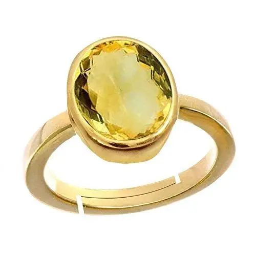 Produktbild: 55Carat Natürliche Citrin Verstellbare Ringe 18 Karat vergoldet Sunella Edelsteine ??für Männer & Frauen Rashi Ratan Größe46 (14.6)- 56 (17.8)