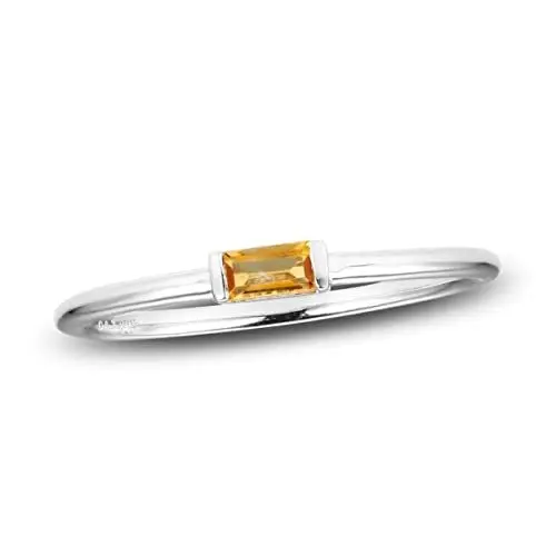 Produktbild: 55Carat Natural-Citrin 925-Sterling-Silber Lünette Baguette Form Ring Handgefertigte Modeschmuck für Männer Frauen Geschenkgröße: R