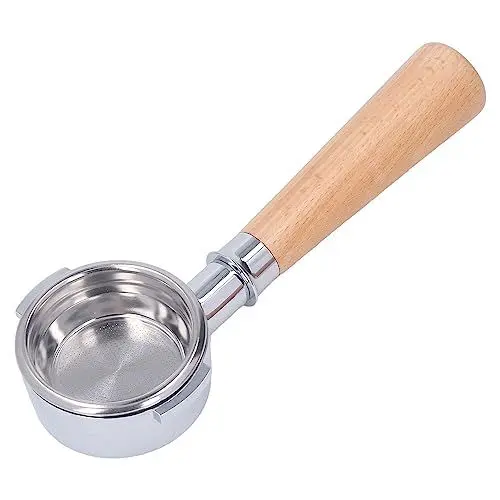 Produktbild: 58 Mm Bodenloser Siebträger, Siebträger aus Aluminiumlegierung mit Holzgriff, 2 Ohren Kaffee-Siebträger für ExpobarRancilio CASADIO ASCASO SEMREMO Cimbali (Buchenholz Typ A2)