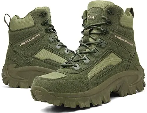 Produktbild: 5.AA B2200 Militärstiefel Herren Mountaineering Stiefel Schneeschuhe,Männer Stoßdämpfung Outdoor Klettern Mountaineering Stiefeletten für Männer Grün 40EU