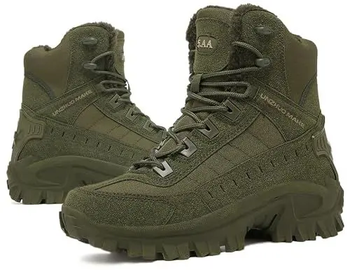Produktbild: 5.AA B666 Plüschfutter Robuste Einsatzstiefel für Beruf und Freizeit Wanderhalbschuhe Grün 45EU