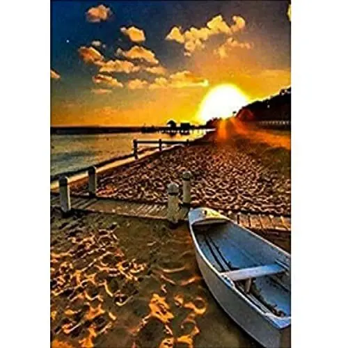 Produktbild: 5D DIY Diamant Painting Bilder, Diamond Painting Kits Full Drill, Diamant Leinwand Kristall Strass Stickerei Bilder Painting nach Zahlen für Erwachsene Kinder Dekorationen - Sonnenuntergang