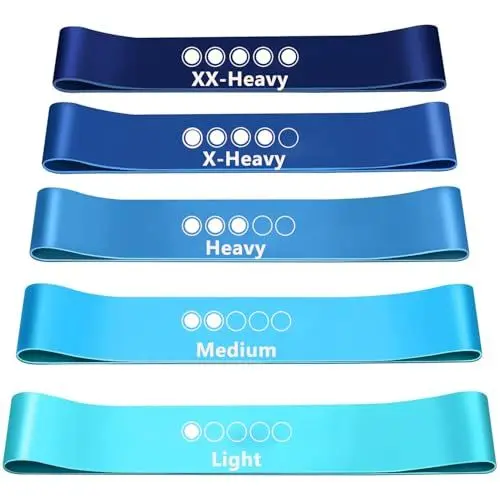 Produktbild: 5er-Set Fitnessbänder Widerstandsbänder,Elastisch Resistance Bands with 5 Stärkestufen Gymnastikband für Männer und Frauen für Heim-Fitness, Krafttraining Yoga Rehabilitation