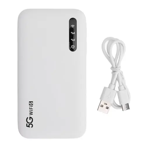 Produktbild: 5G WiFi 6 Mobiler Hotspot, 5G Tragbarer Mobiler Hotspot für Unterwegs, Hochgeschwindigkeits Hotspot Router mit SIM Kartensteckplatz, Tragbarer Taschen Router, Unterstützt 16