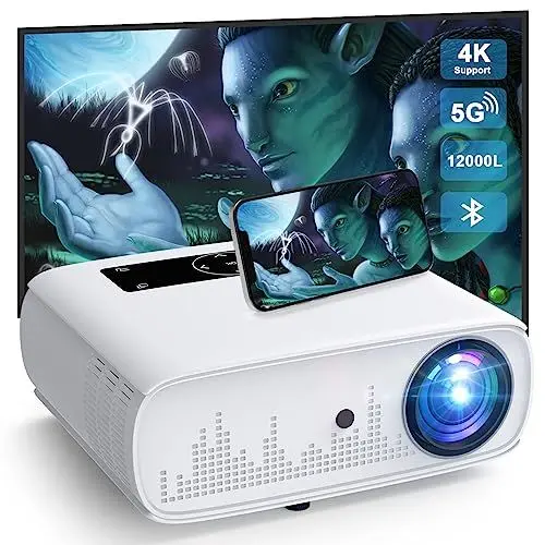 Produktbild: 5G WiFi Beamer- 12000 Lux Native 1080P Beamer Full HD Heimkino Video Beamer 4K, Bluetooth Beamer WLAN Projektor 350'' Display kompatibel mit TV Stick, HDMI,USB, X-Box, iOS/Android