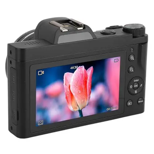 Produktbild: 5K Digitalkamera für Fotografie, 48 MP Autofokus Vlogging Kamera, 16 Fach Digitaler Zoom Videokamera mit 3,5 Zoll Bildschirm, Blitzlicht für Anfänger und Erwachsene
