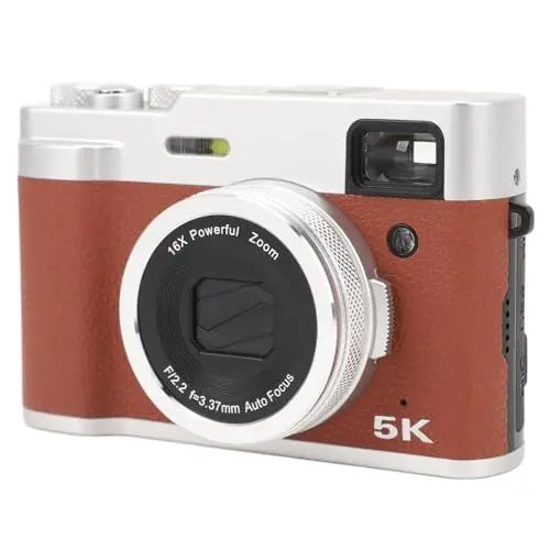 Produktbild: 5K Digitalkamera für Fotografie, 48 MP Vlogging Kamera mit Dual Kameras Vorne und Hinten, Autofokus, Integrierter Sucher, 16 facher Digitalzoom, Anti Shake, NP 60 1050 MAh Akku