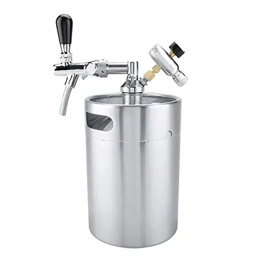 Produktbild: 5L Mini Edelstahl Bierfass mit Wasserhahn Drucksilber Home Craft Bierfass Spender Set