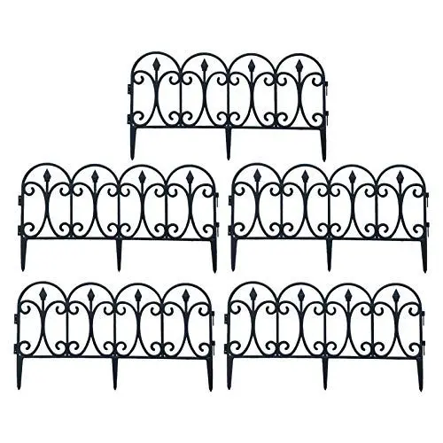 Produktbild: 5PCS Beeteinfassung Metall Steckzaun Beeteinfassungen Gartenzaun Staketenzaun Rasenkante 60 X33 Cm Schwarz