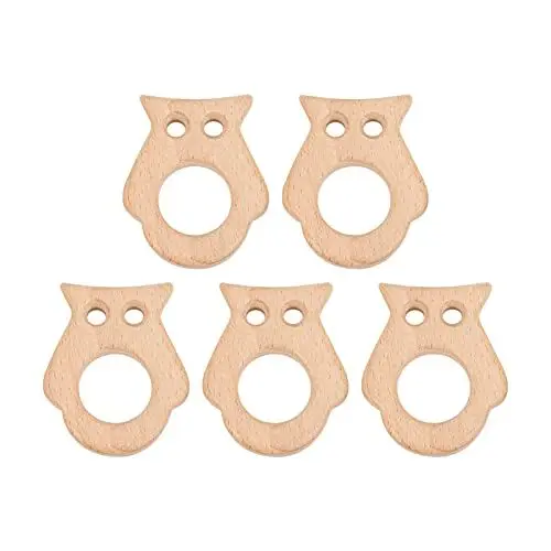 Produktbild: 5Pcs Baby Beißringe Eule Holz Kauring Ungiftig Robust für DIY Schmuck Zubehör Baby Bissstab