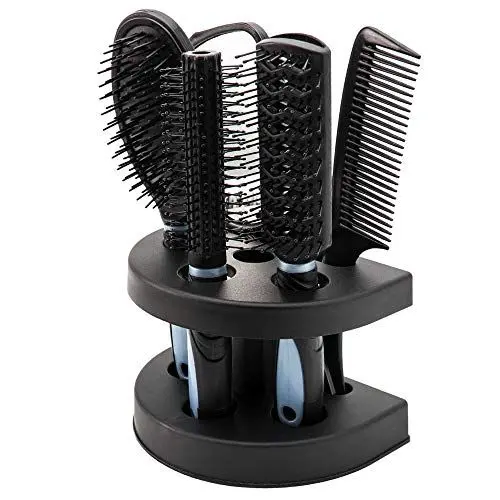 Produktbild: 5Pcs Sleek Bun Bürste, Edges Brush Set Mit Spiegel, Lagerregal, Edges Brush, Haarbürste, Barbier Haarstyling Salon Kamm, Hitzebeständiger Antistatischer Kamm, Professioneller Friseur Kamm (Blau)