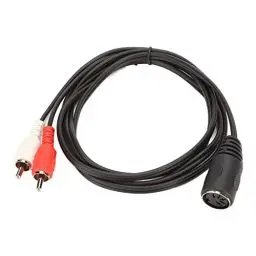 Produktbild: Kabel mit 5 Poliger DIN Buchse auf 2 Cinch Stecker, 1, 5 M Langes Adapterkabel, Geformte Zugentlastungsstecker, Einfach zu Verwendendes Plug and Play Zum Anschließen Von CD Player, Videorecorder, DVD