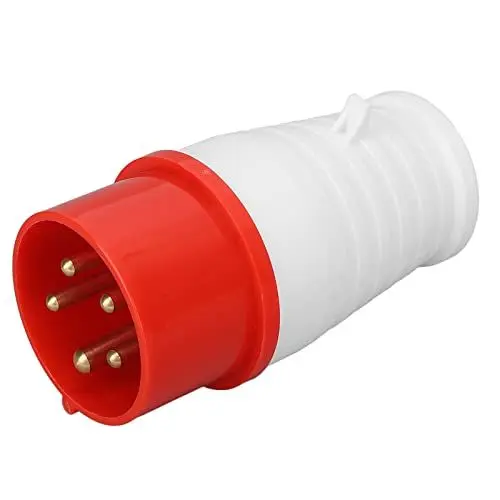 Produktbild: 5-poliger CEE-Industriestecker, 16 A 220-380 V IP44 Wasserdichter Alterungsbeständiger Roter CEE-Buchsenstecker für Campingwagen(HR-015 männlich)