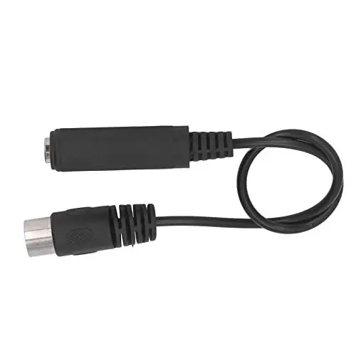 Produktbild: 5-poliges MIDI-Kabel 1 Fuß, Verzerrungsreduzierte Gummi-Schutzhülle aus Kunststoff und Metall, Breite Anwendbarkeit, 6,35-mm-Buchse auf 5-poliges MIDI-Adapterkabel für MP3 für