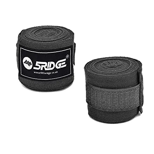 Produktbild: 5RIDGE Boxhandbandagen Innenhandschuhe 2,5 Meter elastische gewebte Bandagen, Daumenschlaufe Handgelenk & Knöchelschutz Straps für Muay Thai MMA Kickboxen Kampfsport Herren Damen Kinder (Schwarz)