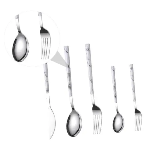 Produktbild: 5St Besteck-Löffel-Set cutlery set servierbesteck set Tafelbesteck Modern flatware set Restaurantgeschirr Suppenlöffel Silberbesteck Luxusgeschirr modernes Besteck Rostfreier Stahl Amosfun