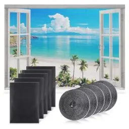 Produktbild: 5Stk Fliegengitter Fenster, Fliegengitter Zuschneidbar 130x150cm, Selbstklebend Insektenschutz Fenster mit 5 Rollen Klebeband, Fliegennetz Fenster, Hohe Dichte Mückengitter, Insektenschutz für Fenster