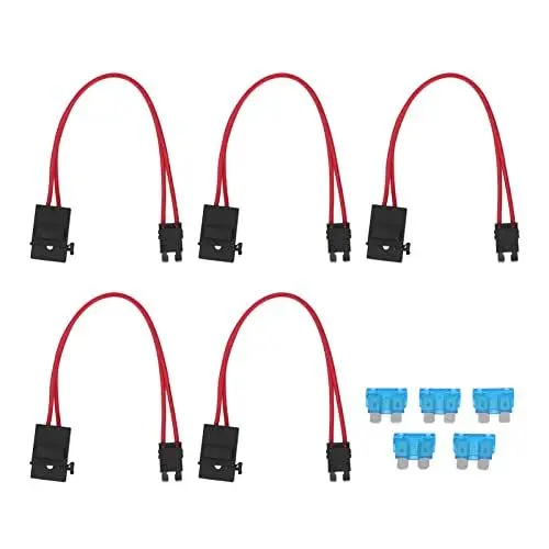 Produktbild: Walfront 5Pcs Auto Sicherungshalter Automobil-Kfz-Flachsicherungshalter-Set 16 AWG Mini-Sicherungshalter-Anschluss mit 5-Teiliger 15-A-Sicherung (AKT M 19,1 mm)