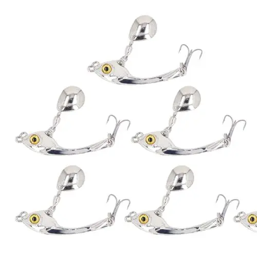 Produktbild: 5-teiliges Angelköder-Spinnerbait-Köder-Set, Süßwasser-Salzwasser-Silber-Drillinge mit Angelgerät-Box (15g)