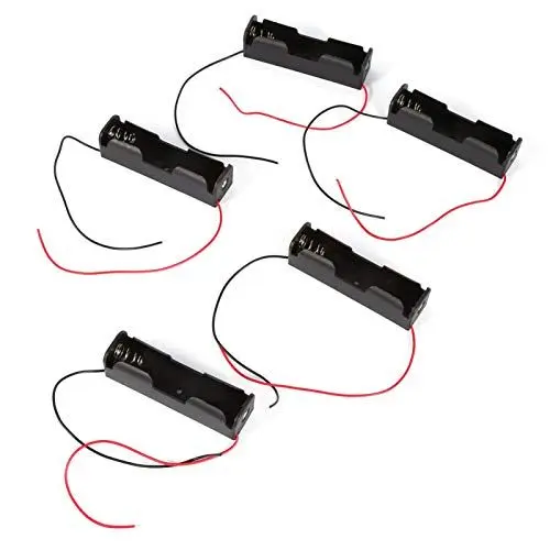 Produktbild: 5-teiliges Kunststoff-Batteriehalter-Aufbewahrungsbox-Gehäuse für 1x -Batterie mit Drahtkabeln Passend für 1 Stück -Batteriehalter-Gehäuse-Kabel 3,7-V-Clip-Typ zum