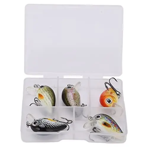 Produktbild: 5-teiliges Mini-Angelköder-Kurbelköder, realistisches Angel-Hartköder-Set mit Box für Meerwasser und Süßwasser (5PCS (Style 2))